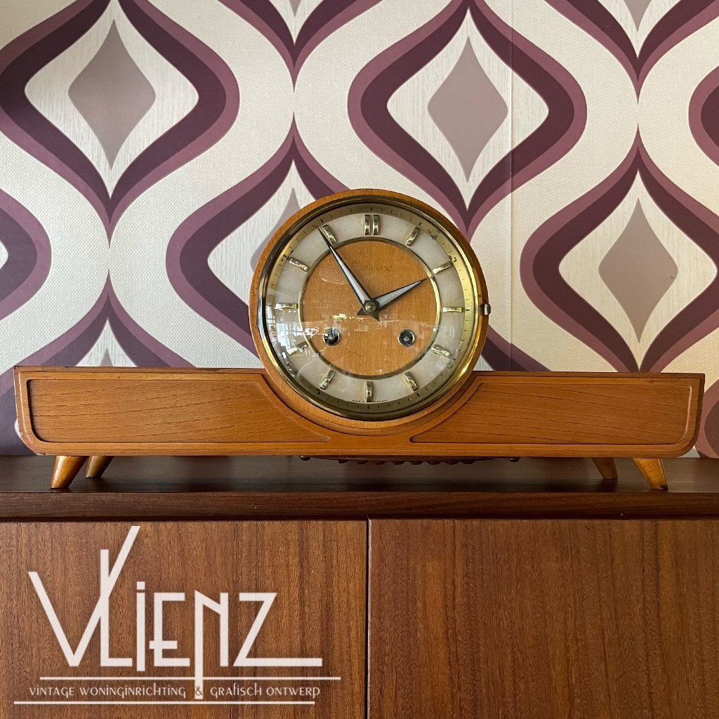 Vintage Junghans mantelklok, tafelklok op pootjes, Ophalen of Verzenden, Huis en Inrichting