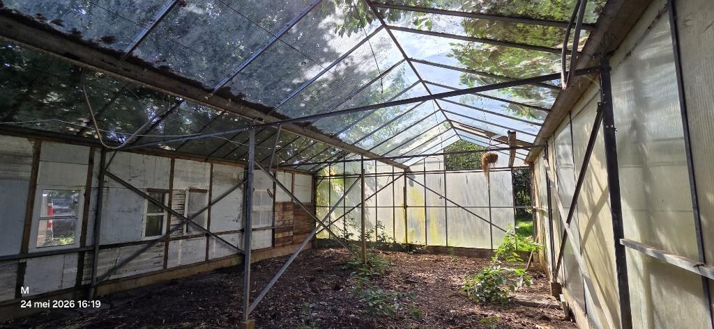 Grote Vermeulen breedkapkas / hobbykas – ca. 9 x 6,5 m, Ophalen, Gebruikt, Kweekkas, Glas