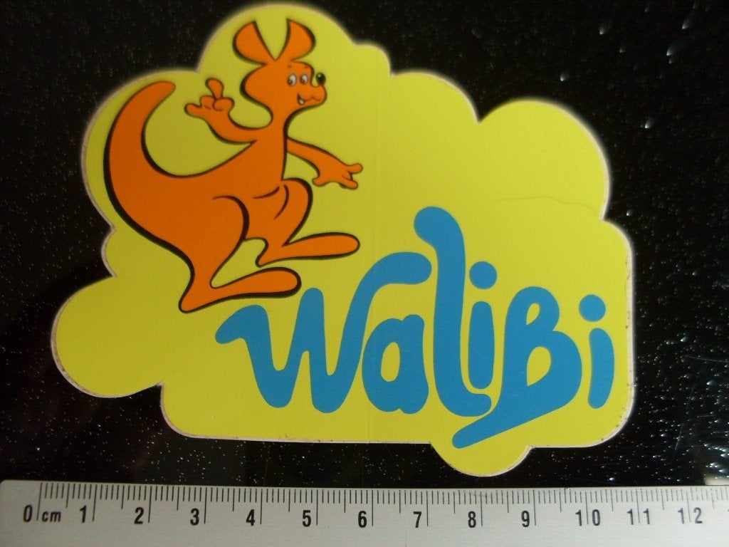 sticker pretpark Walibi logo kangoeroe vintage, Verzenden, Zo goed als nieuw, Bedrijf of Vereniging