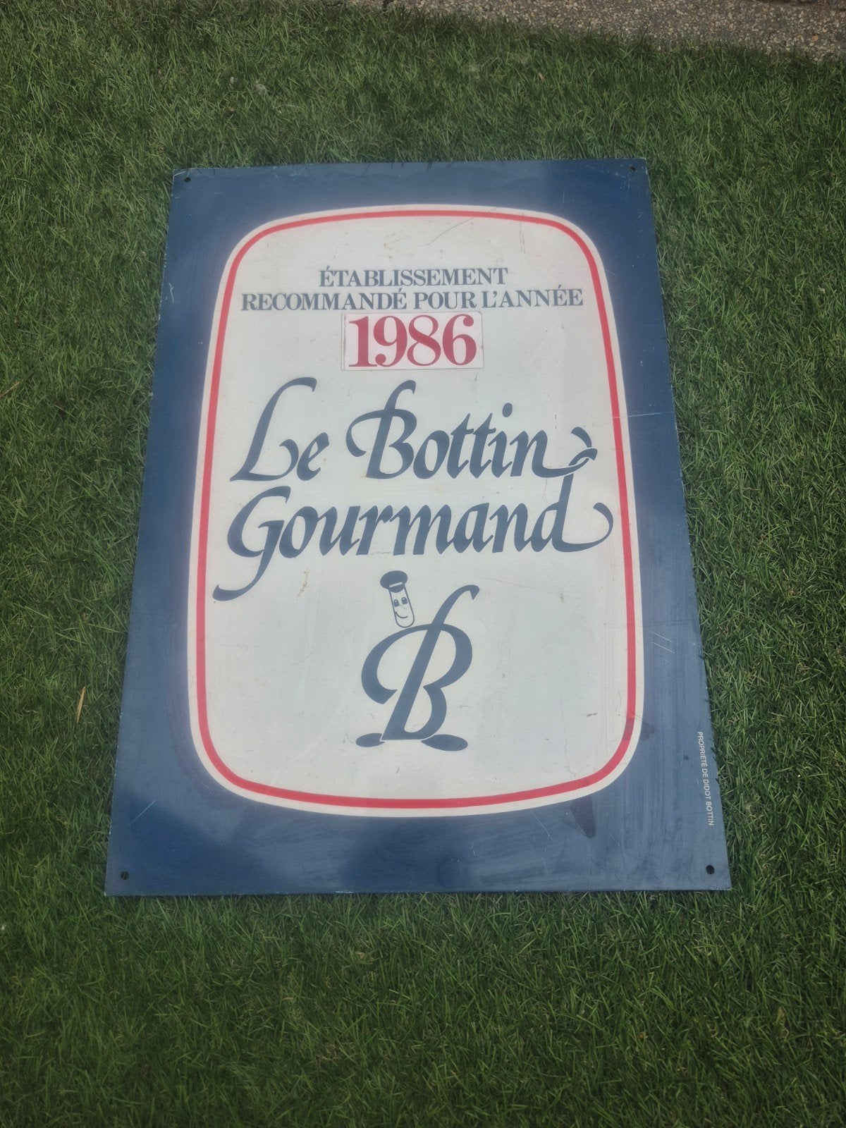 Vintage Le Bottin Gourmand 1986 Reclame Blikbord, Ophalen of Verzenden
