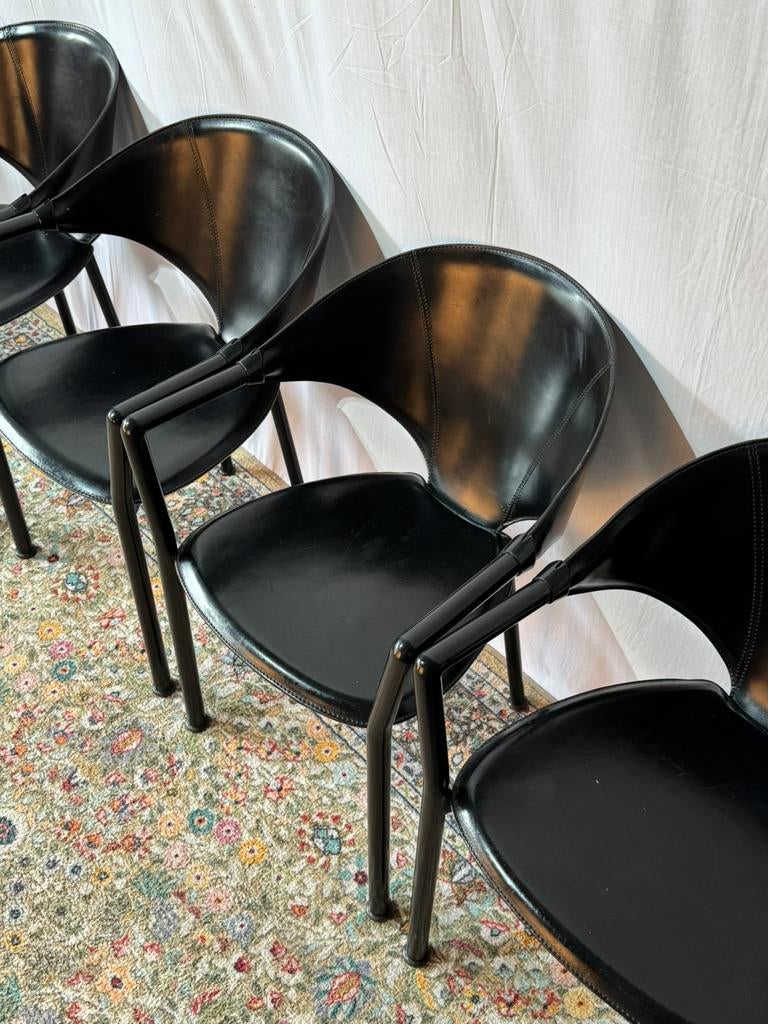 Set van 4 Vintage stoelen - Arrben Italy Style, Huis en Inrichting, Stoelen, Ophalen, Zo goed als nieuw, Zwart