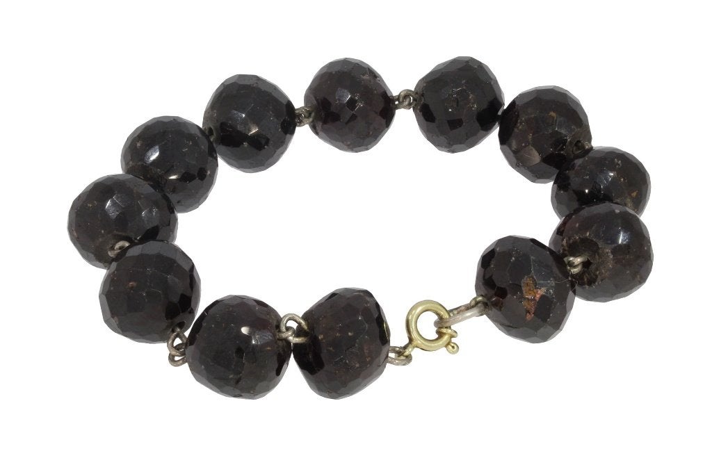 Granaat antieke armband robuust 14k slot goud dames vintage, Verzenden, Goud, Armband, Met edelsteen