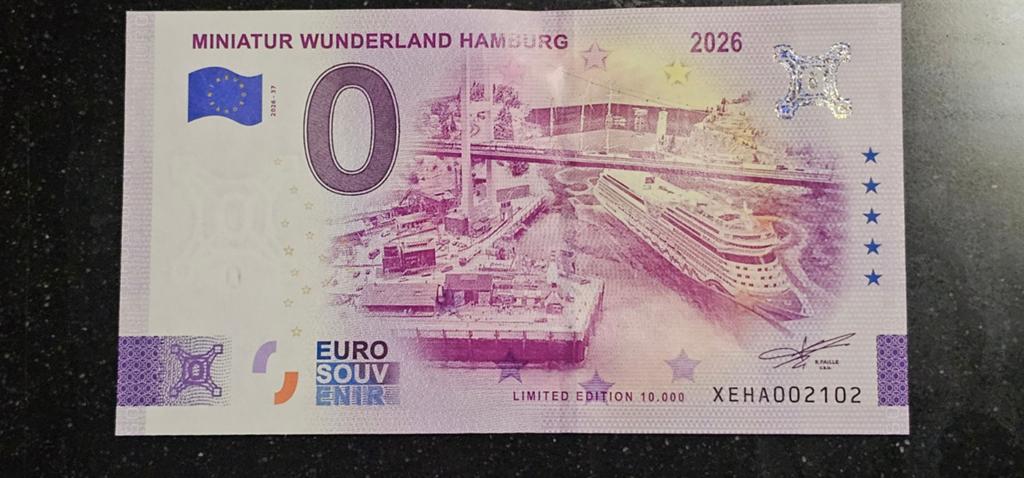 O euro biljet Miniatur Wunderland Hamburg 2026, Postzegels en Munten, Bankbiljetten | Europa | Eurobiljetten, Ophalen of Verzenden