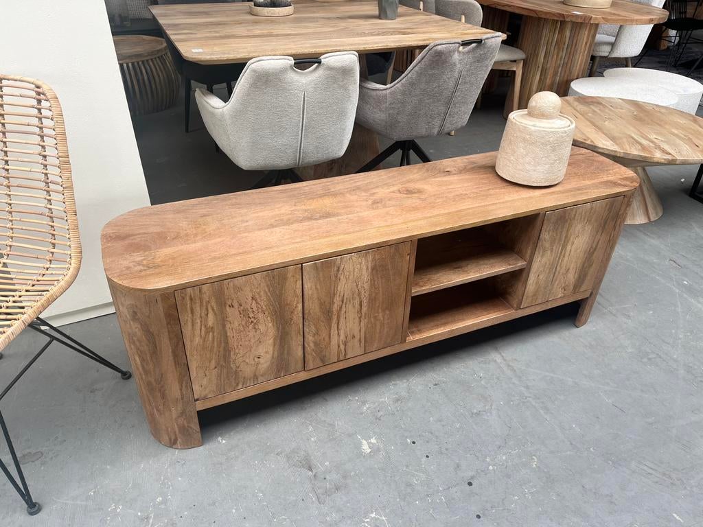 Magazijn leegverkoop nieuw tv meubel massief mangohout actie, Hout, Nieuw, Ophalen of Verzenden, Info@wkhome.nl