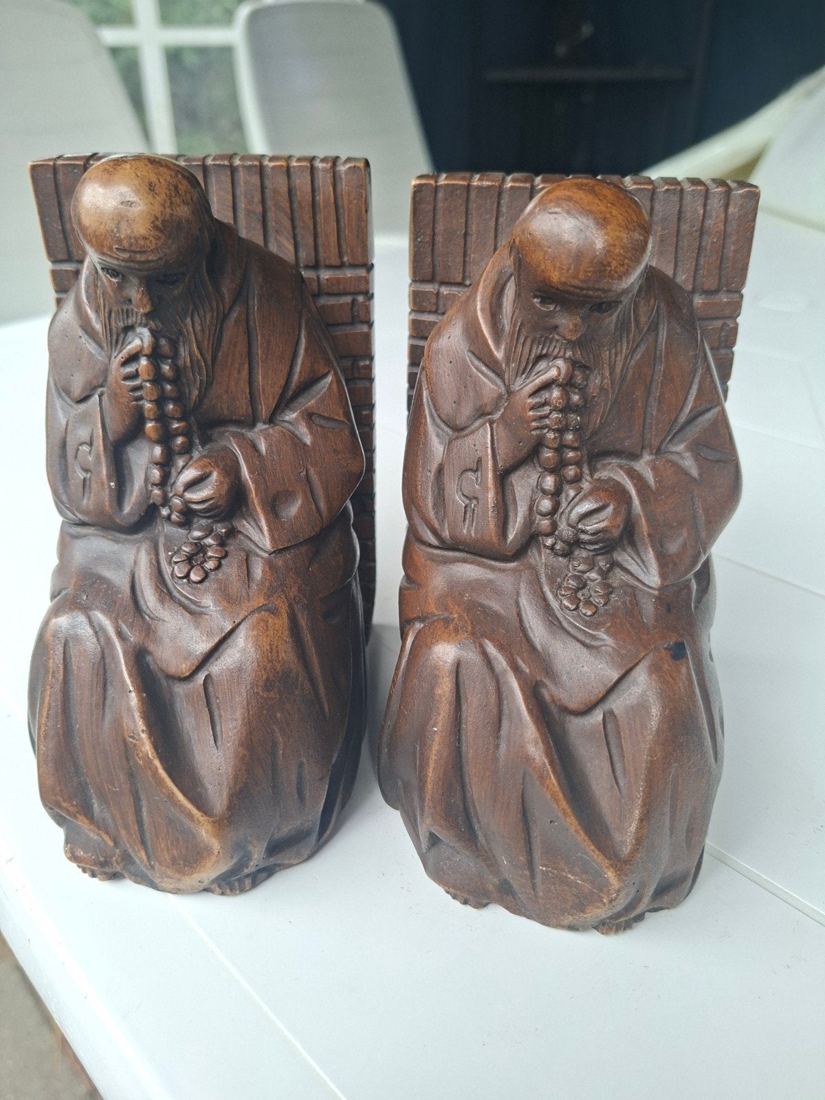 Vintage Henzo  boekensteunen - Monniken met rozenkrans, Antiek en Kunst, Ophalen of Verzenden