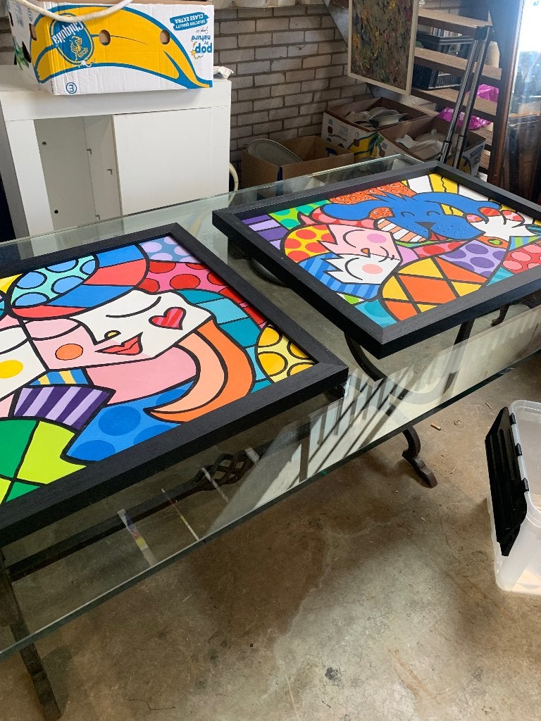 Schilderijen pop art., Abstract, Ophalen of Verzenden, Op houten frame, Olieverf