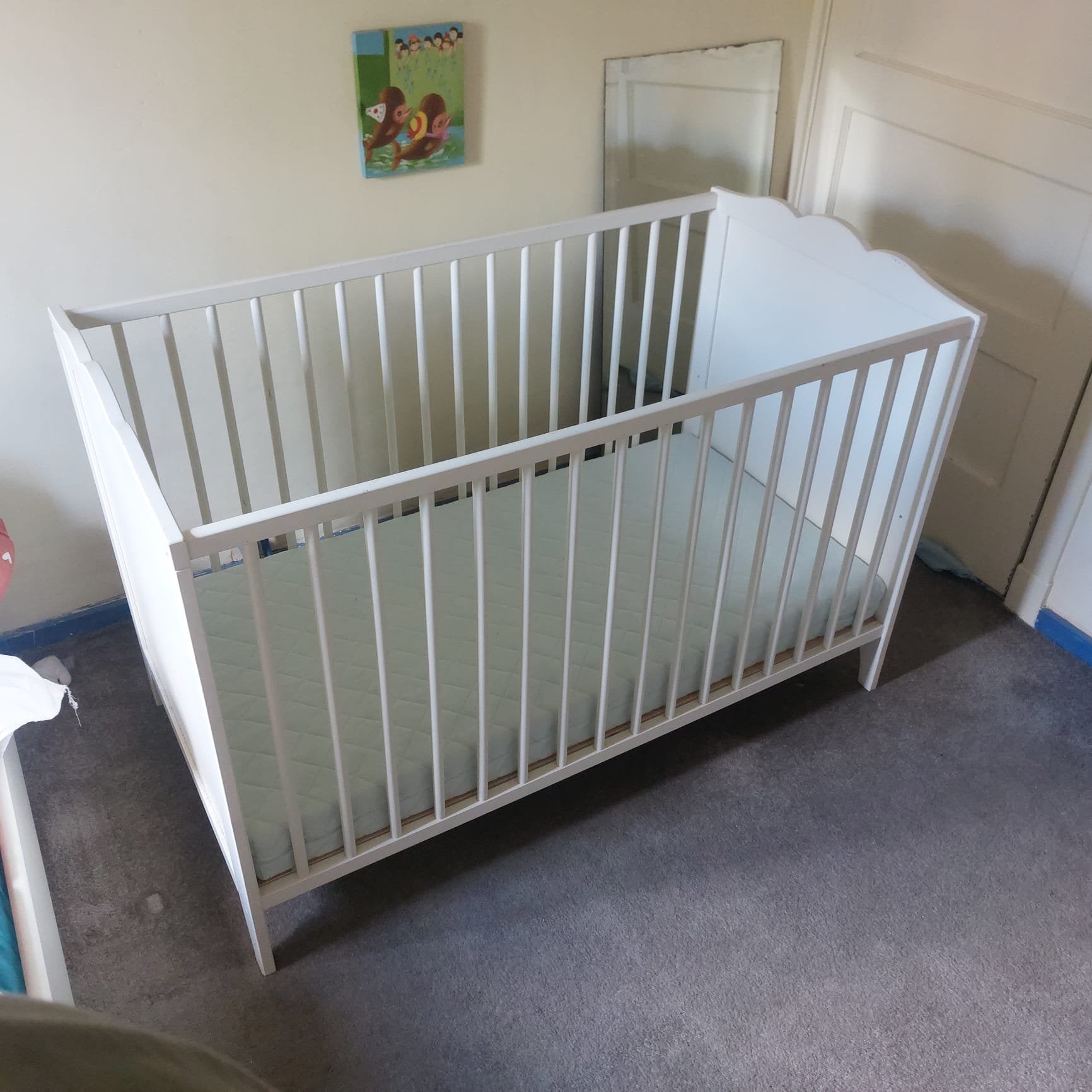 Kinderbed +. matras, in goede staat, Kinderen en Baby's, Kinderkamer | Bedden, Ophalen, Gebruikt, 70 tot 85 cm, Minder dan 140 cm