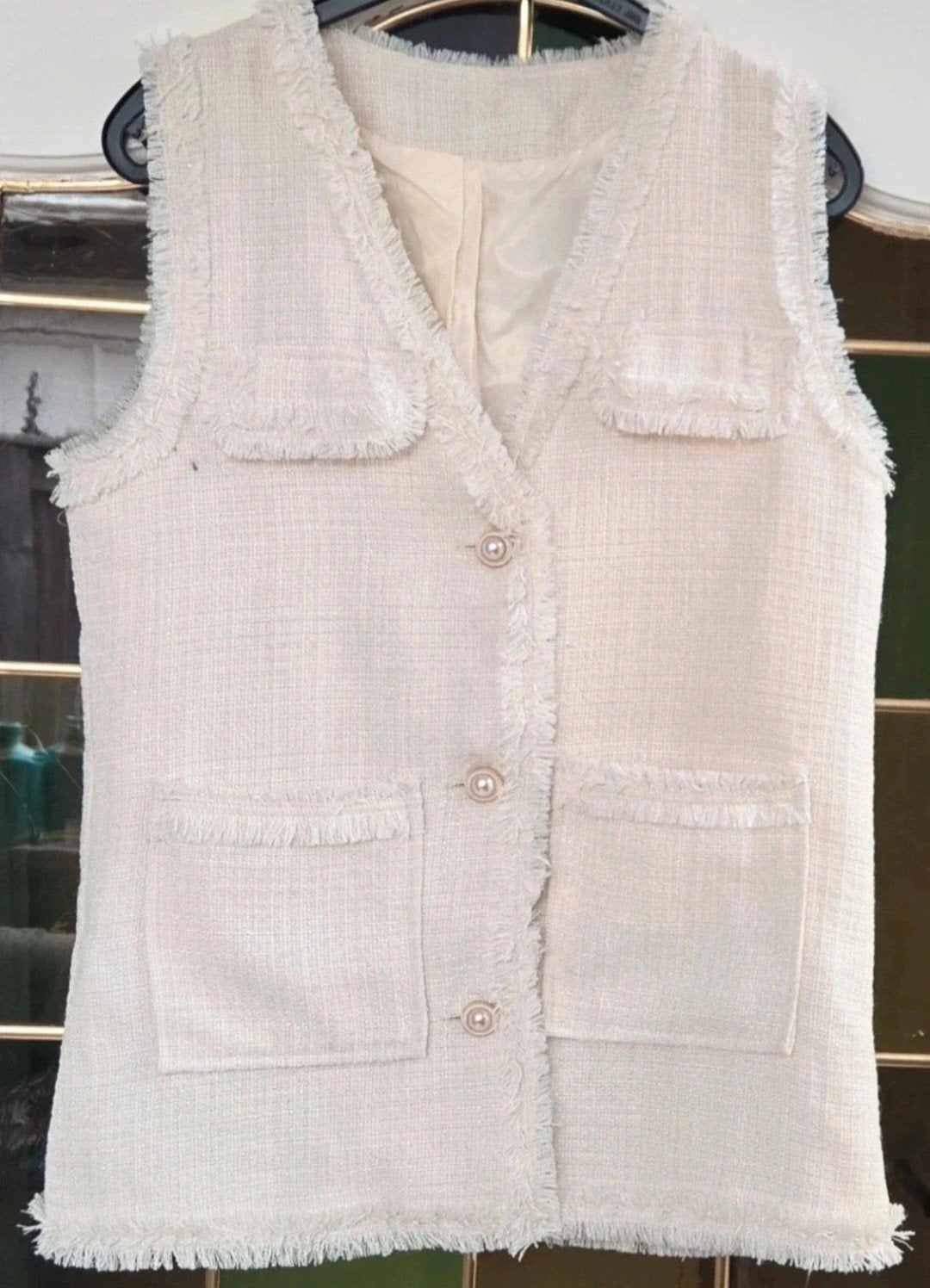 Dazy Beige/Crème Gilet  - Maat M, Maat 38/40 (M), Beige, Nieuw, Ophalen of Verzenden