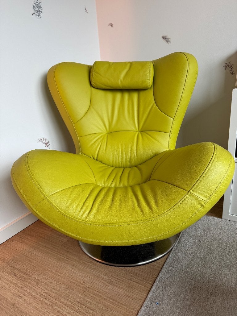 Limoen Groene Fauteuil van Kuka, Ophalen, Zo goed als nieuw, 75 tot 100 cm, Leer