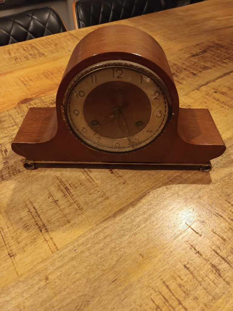 Antieke Juba pendule tafelklok, Ophalen, Juba, Met slinger, Analoog