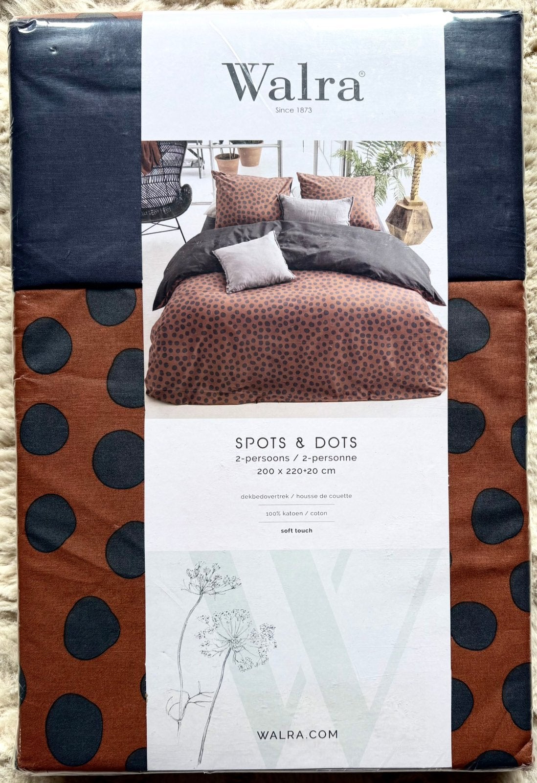 NIEUW Walra dekbedovertrek 200x220  (nieuwprijs 89,95), Bruin, Dekbedovertrek, Katoen, Ophalen of Verzenden