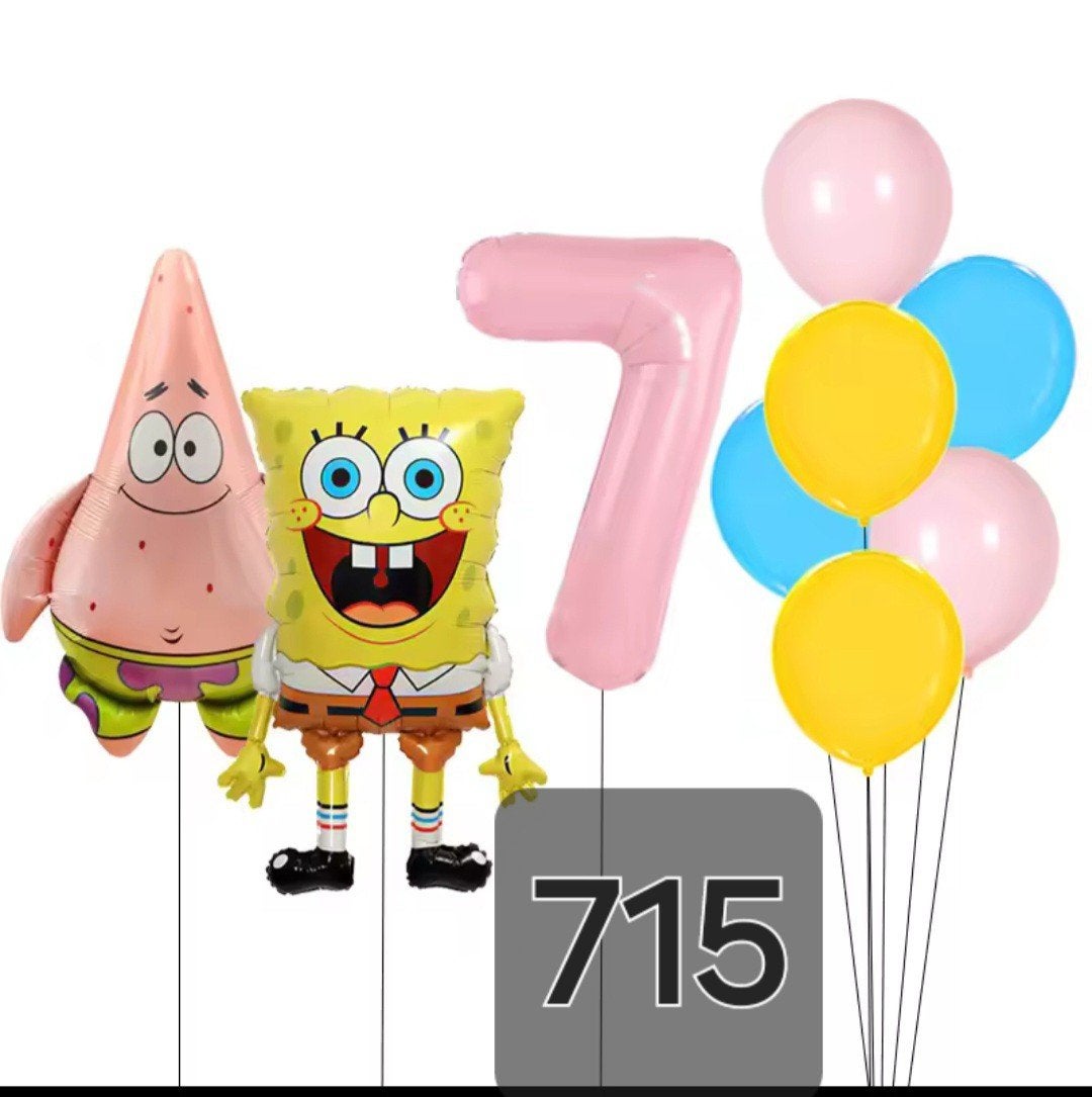 Spongebob & Patrick ballonnen set met cijfer, Ophalen, Nieuw, Versiering, Verjaardag