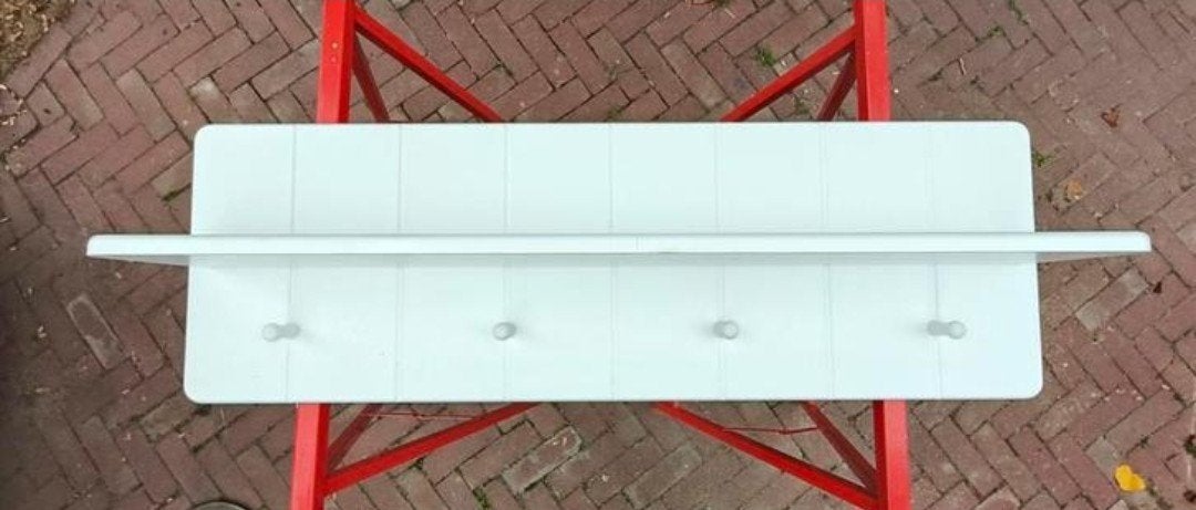 Witte wandkapstok met plateau en 4 haken - 90x30x17cm, Ophalen, Zo goed als nieuw, Hout, Overige typen