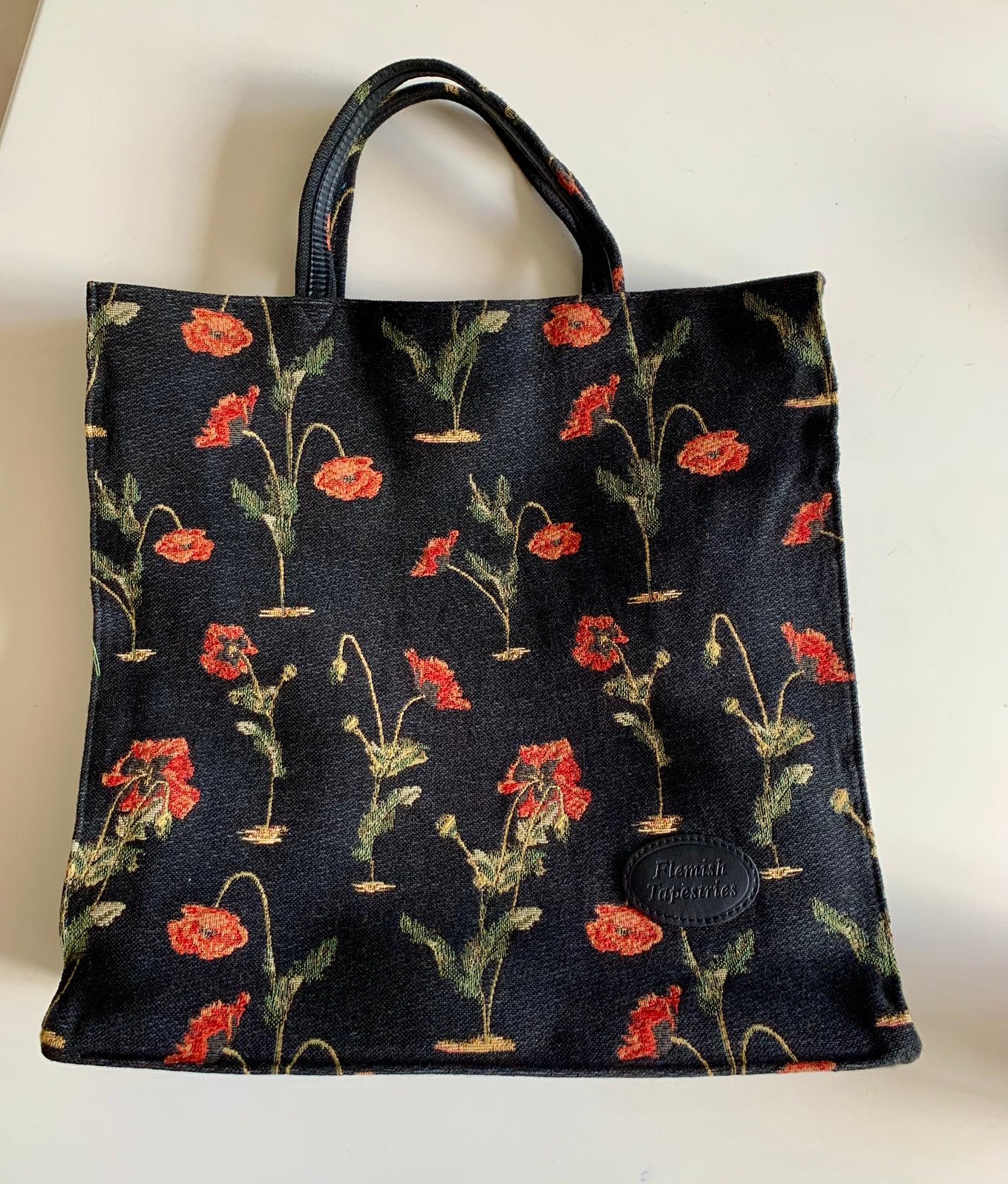 Supermooie tas ‘Klaproos’, Flemish Tapestries, Ophalen of Verzenden, Zo goed als nieuw, Zwart, Overige typen