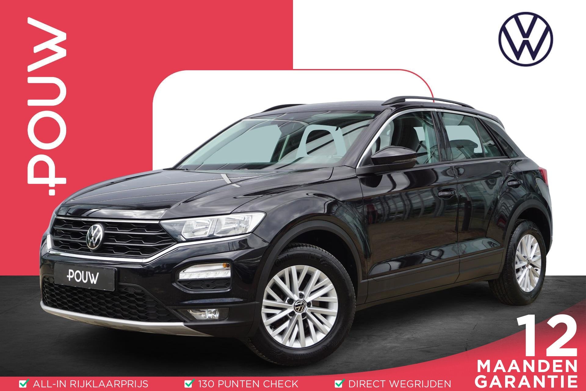 Volkswagen T-Roc 1.0 TSI 110pk Style | Navigatie | Parkeerse, Voorwielaandrijving, 12 maanden, Gebruikt, Zwart