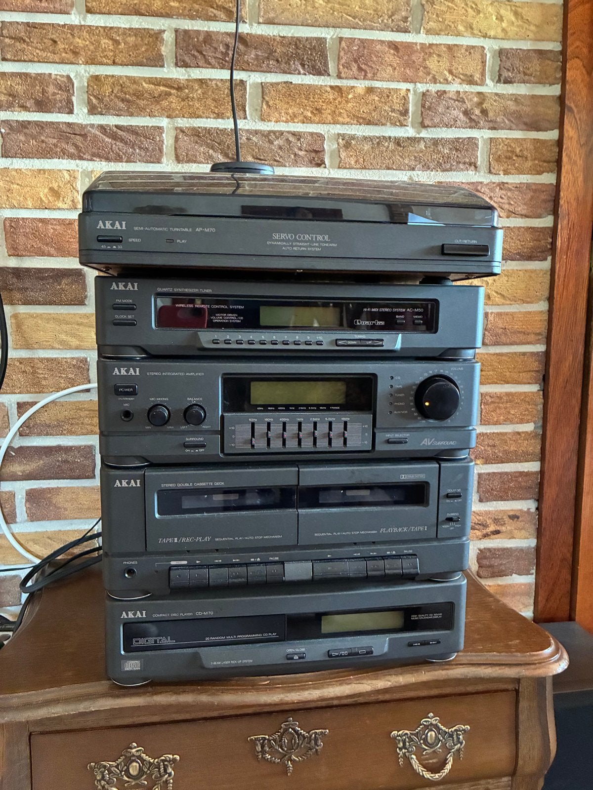 Akai Stereo Toren met Platenspeler, CD, Radio, cassette, Audio, Tv en Foto, Ophalen, Gebruikt, Cassettedeck, Losse componenten