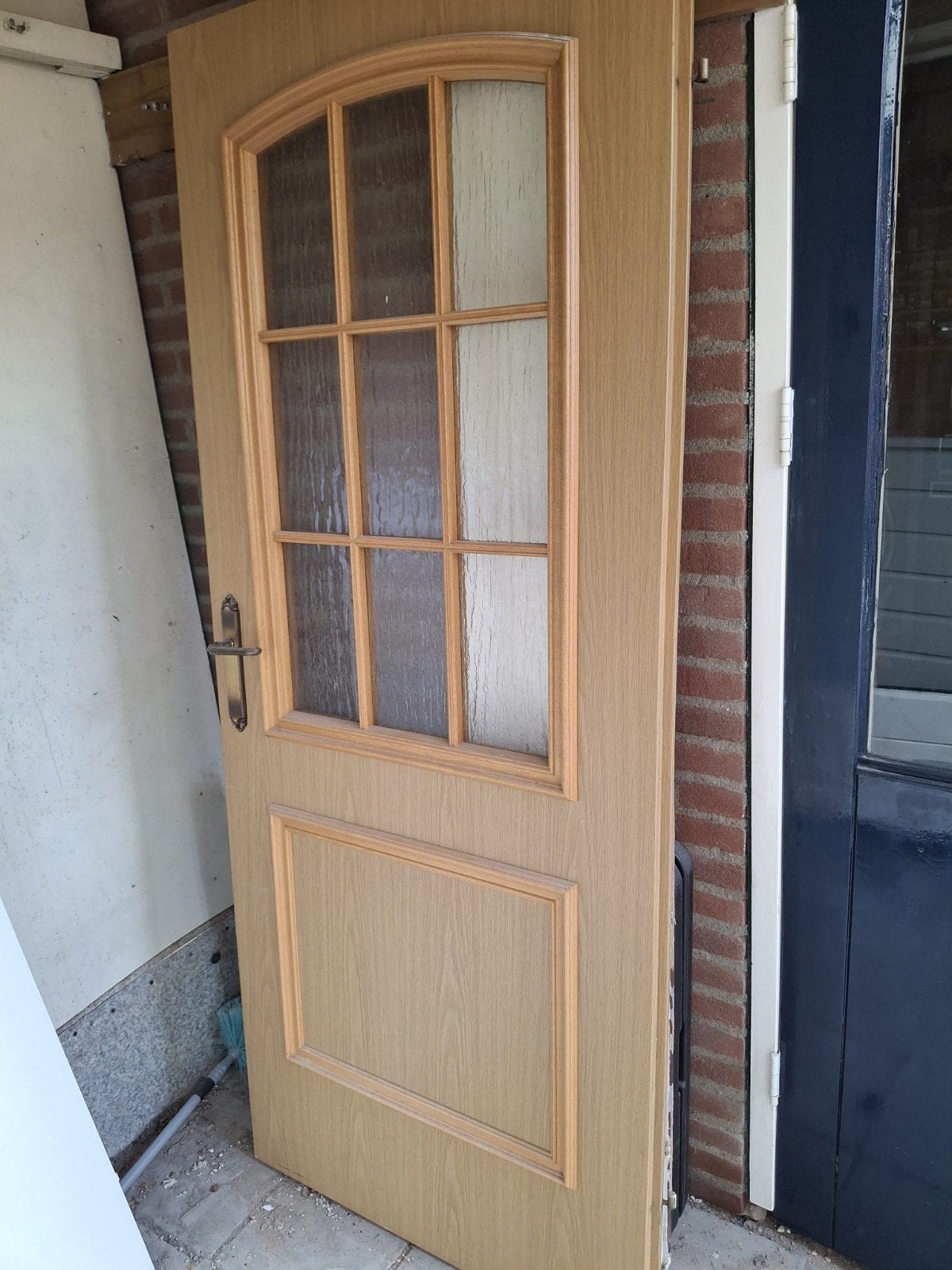 Mooie binnendeur met glas en houten afwerking, Gebruikt, 80 tot 100 cm, Binnendeur, Ophalen of Verzenden