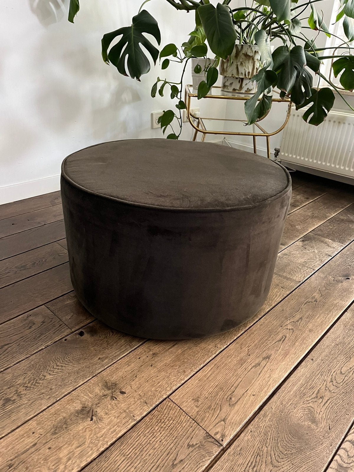 Poef Sara Woood groen, Ophalen, Zo goed als nieuw, Rond, Minder dan 50 cm