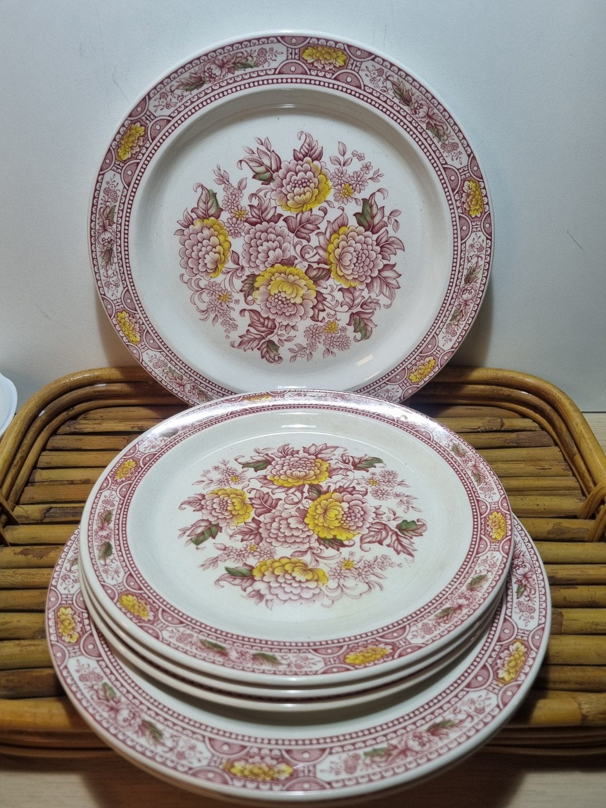 Ridgway Canterbury borden set - 3 ontbijt, 3 diner, Gebruikt, Overige merken, Keramiek, Vintage