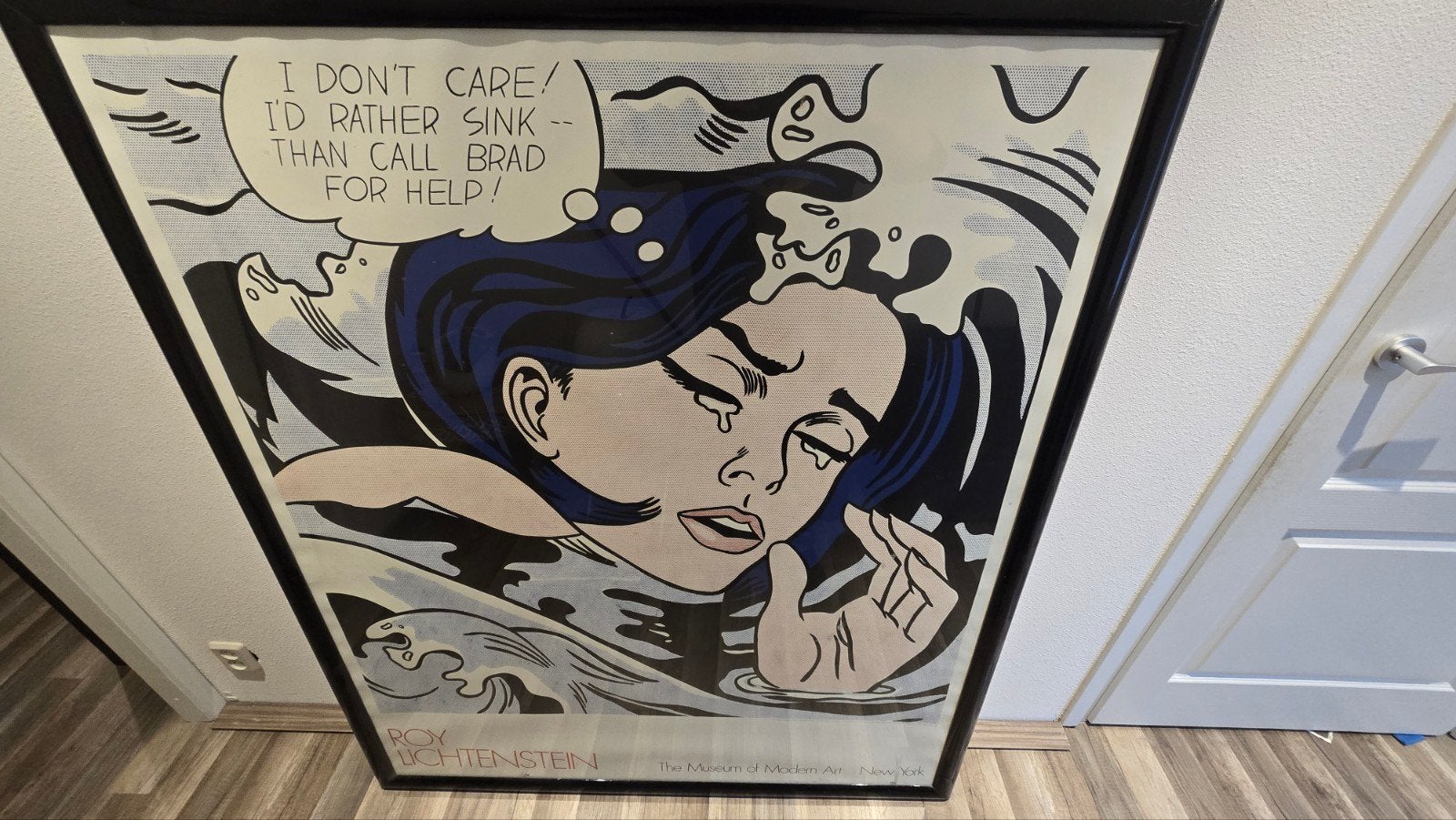 Roy Lichtenstein 'Drowning Girl' Ingelijste Print, Antiek en Kunst, Kunst | Schilderijen | Modern, Figuren, Papier/karton, Ophalen of Verzenden