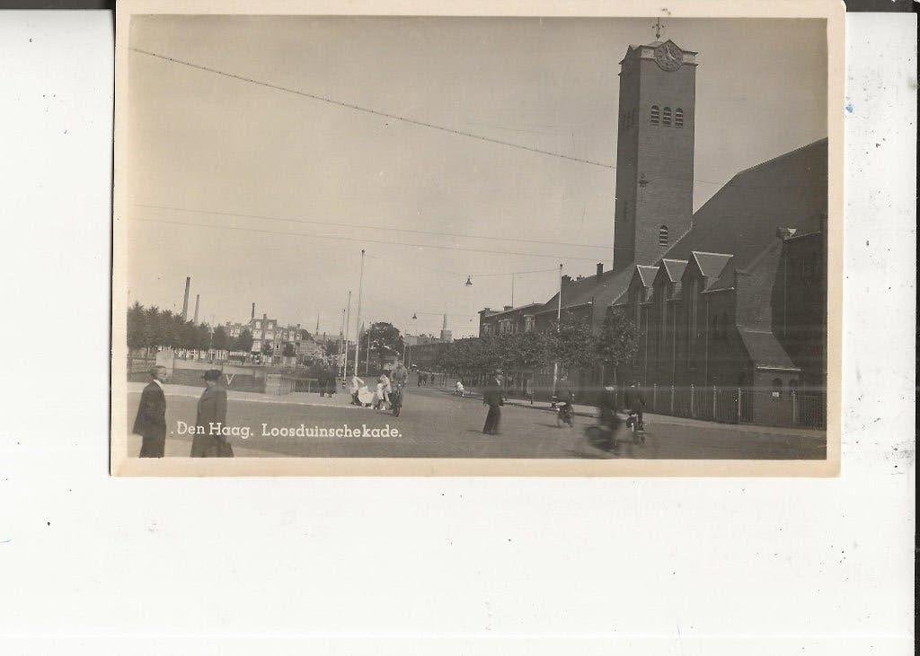 Den Haag Loosduinschekade met Gereformeerde Kerk J vd Hoek, Ophalen of Verzenden, 1940 tot 1960, Ongelopen, Zuid-Holland