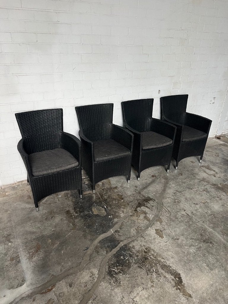 Set van 4 comfortabele tuinstoelen met armleuningen, Ophalen of Verzenden, Gebruikt, Overige materialen