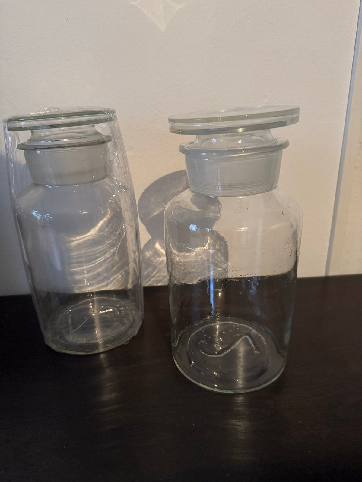 Glazen voorraadpotten / stopflessen - 26 cm hoog - Nieuw, Voorraadpot, Ophalen of Verzenden, Nieuw, Glas
