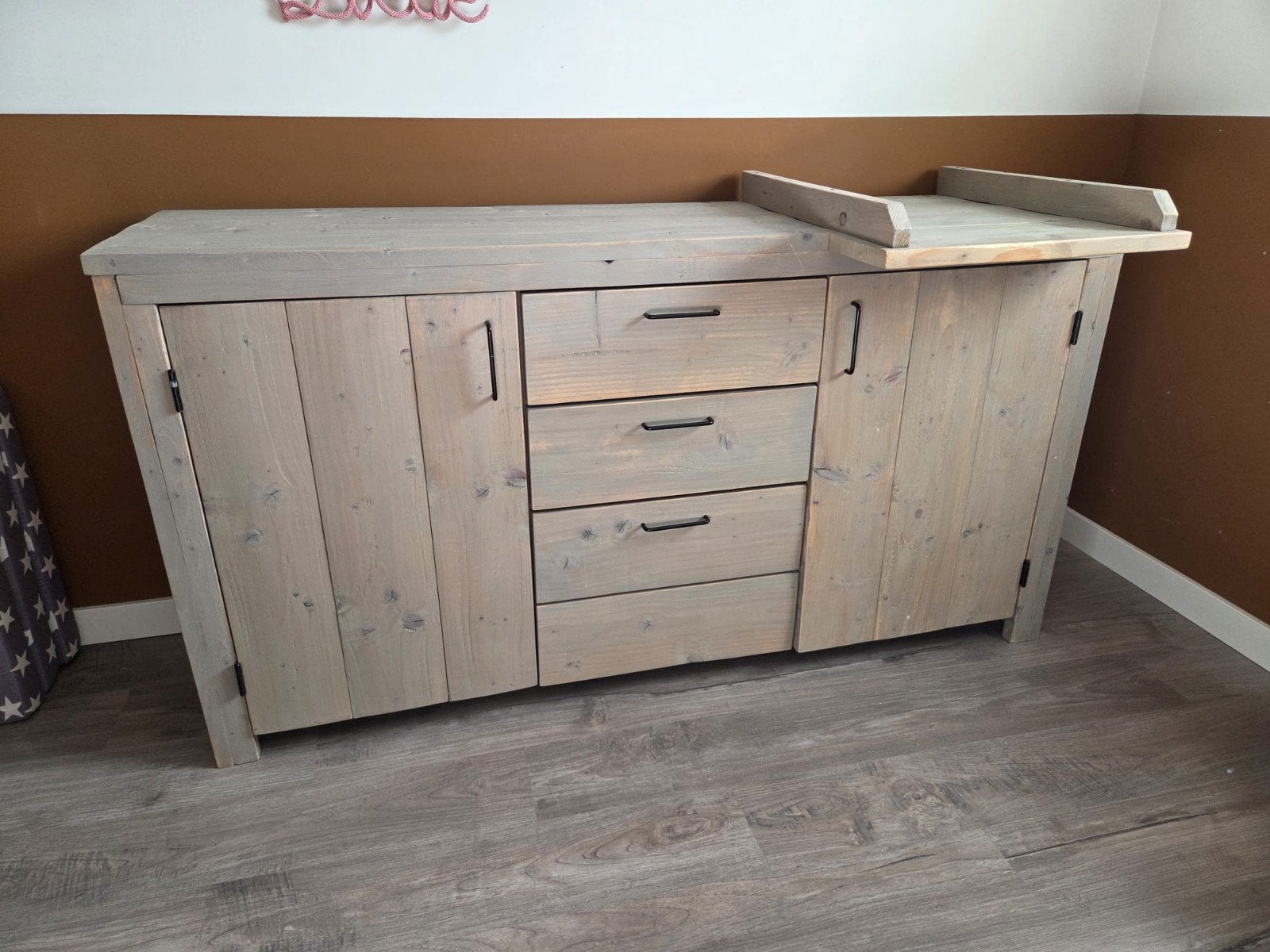 Steigerhouten Commode met Verbreed Verschoningsblad, Ophalen, Gebruikt, 50 tot 70 cm, 100 cm of meer