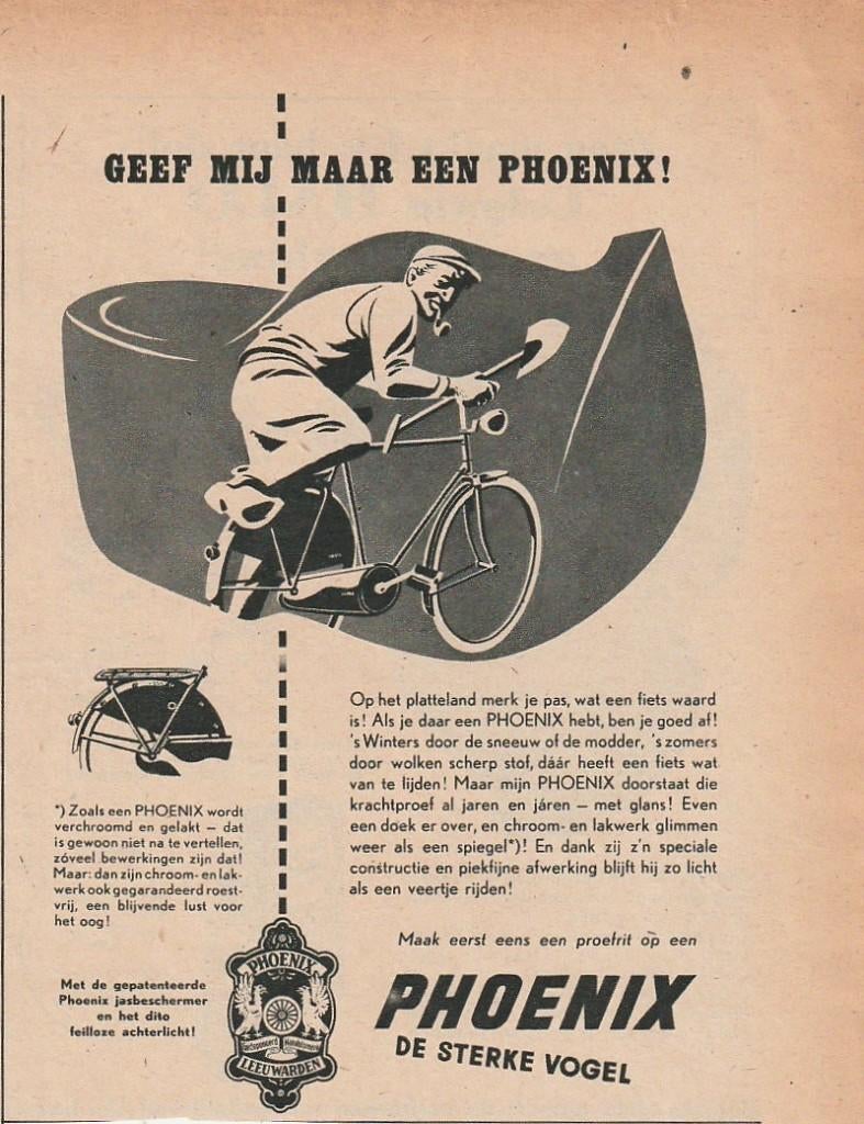 Retro reclame 1951 Phoenix fietsen Leeuwarden voor boer, Verzenden, Overige typen