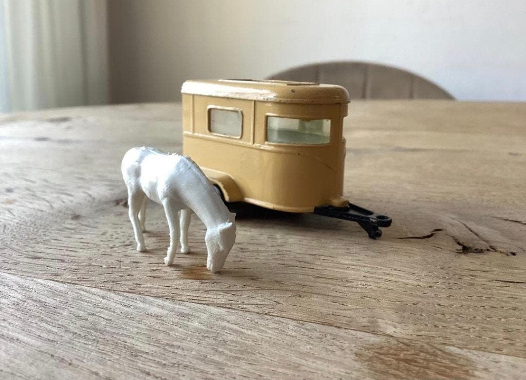 Matchbox paardentrailer met paard – Lesney England, Ophalen of Verzenden, Zo goed als nieuw, Tractor of Landbouw
