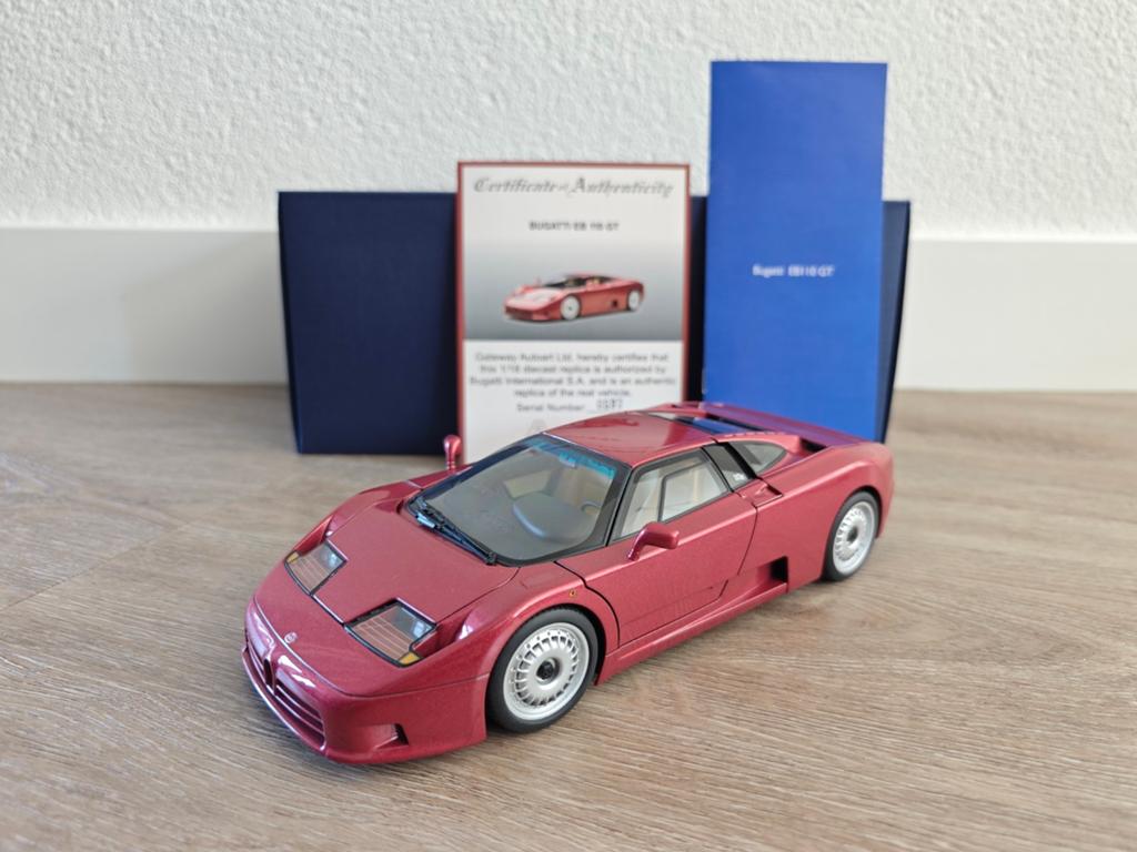 Autoart Signature Bugatti EB 110 GT Dark Red 70977, Ophalen of Verzenden, Zo goed als nieuw, Auto, Autoart