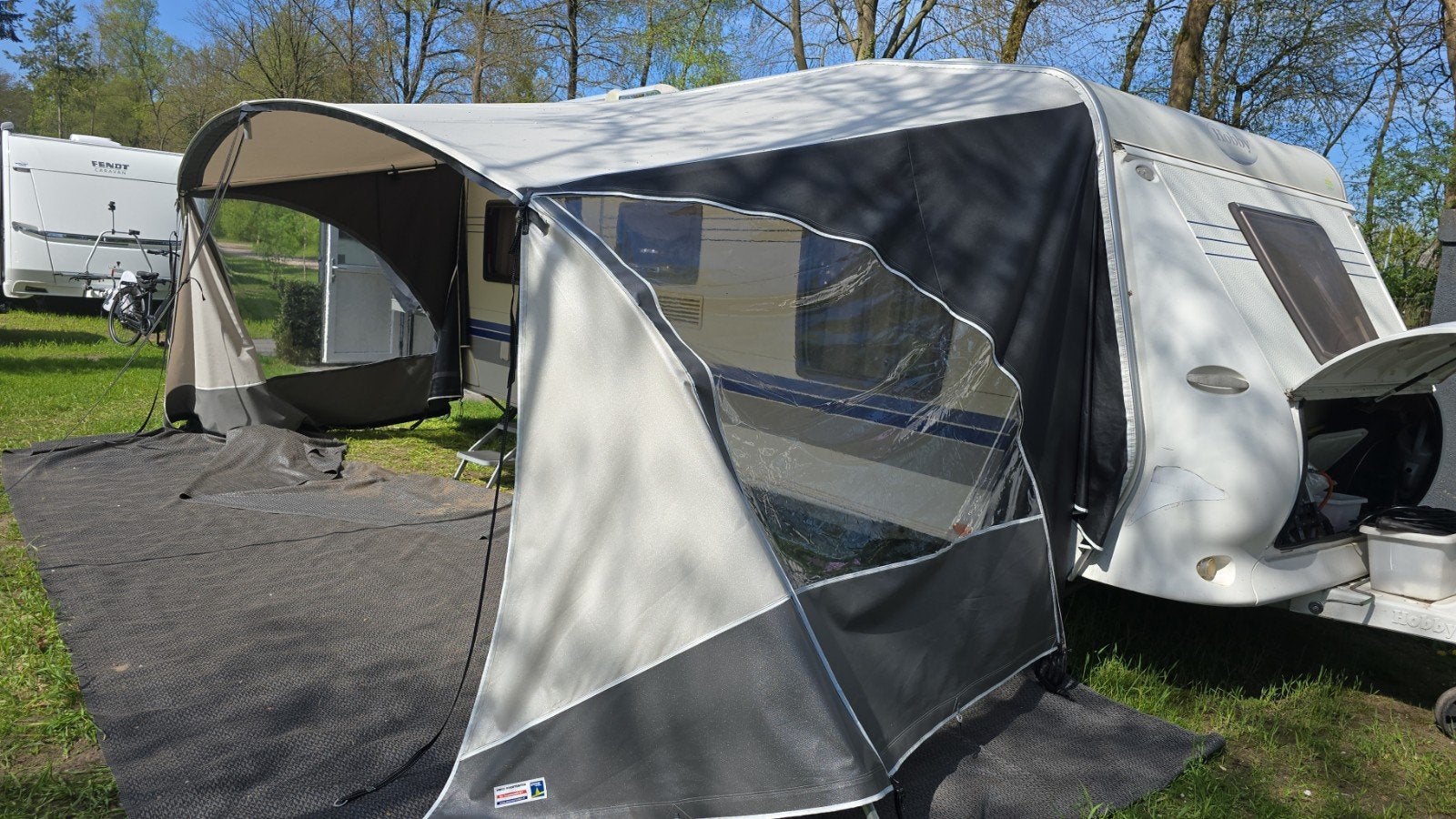 Unico Verona Caravanluifel Maat 12 Champagne/Antraciet, Ophalen, Zo goed als nieuw, Ten Cate All Season 200g/m2, Unico Ventura