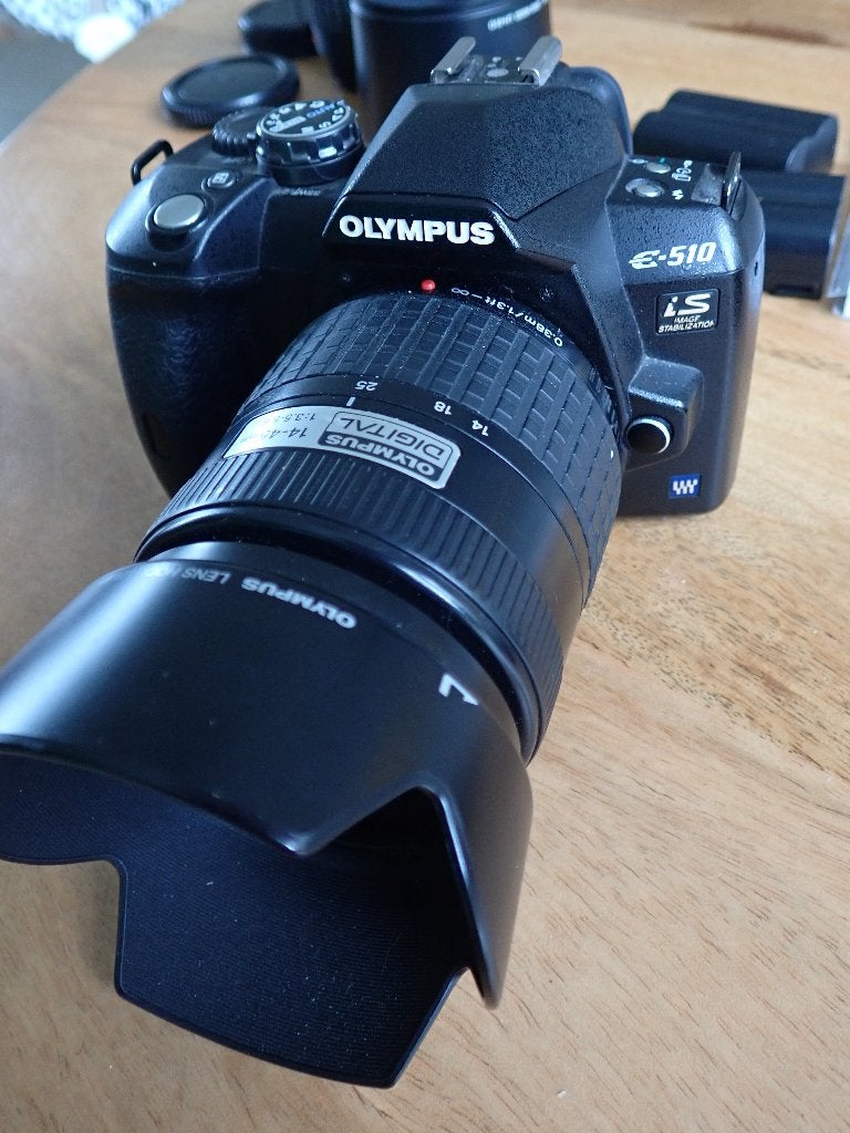 olympus e-510 met twee lenzen, Gebruikt, Spiegelreflex, 10 megapixels, Ophalen of Verzenden