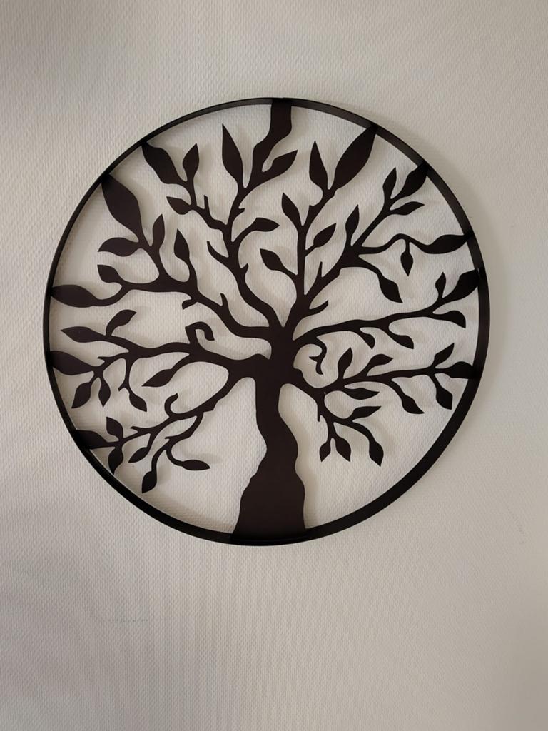 Metalen Wanddecoratie Levensboom - Zwart, Metaal, Wandsculptuur, Zwart, Ophalen of Verzenden