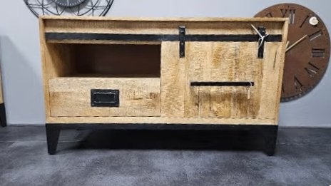 tv-meubel van mangohout, 100 tot 150 cm, Zo goed als nieuw, Minder dan 100 cm, 25 tot 50 cm
