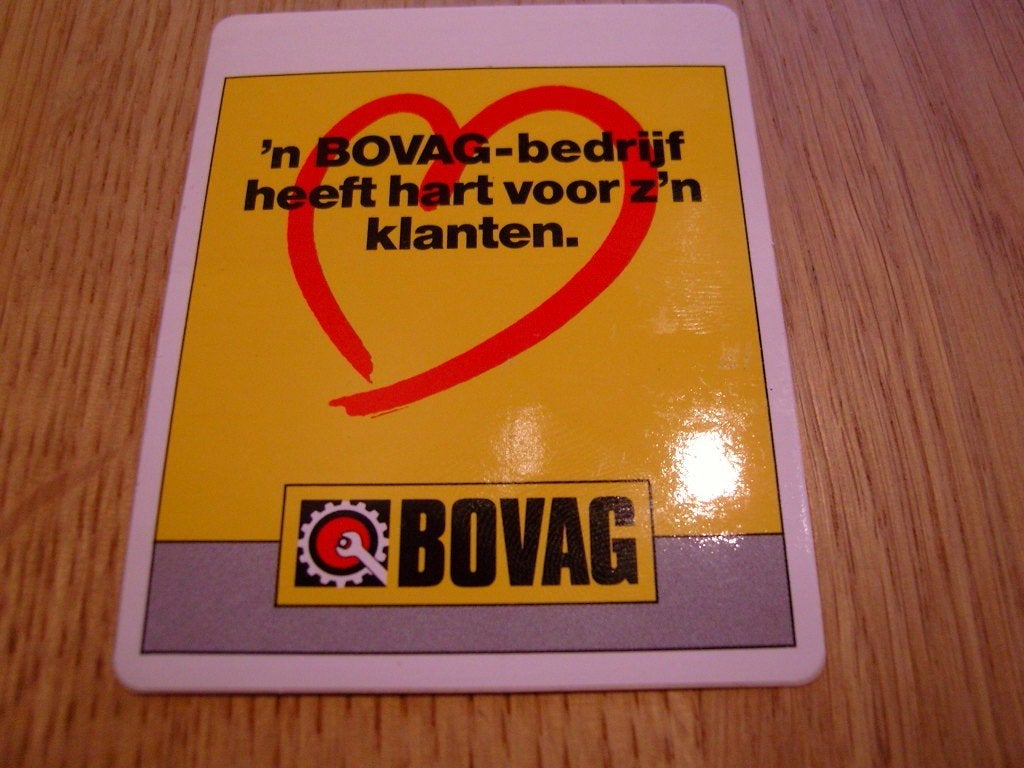 sticker 'n BOVAG bedrijf heeft hart voor z'n klanten, Ophalen, Zo goed als nieuw