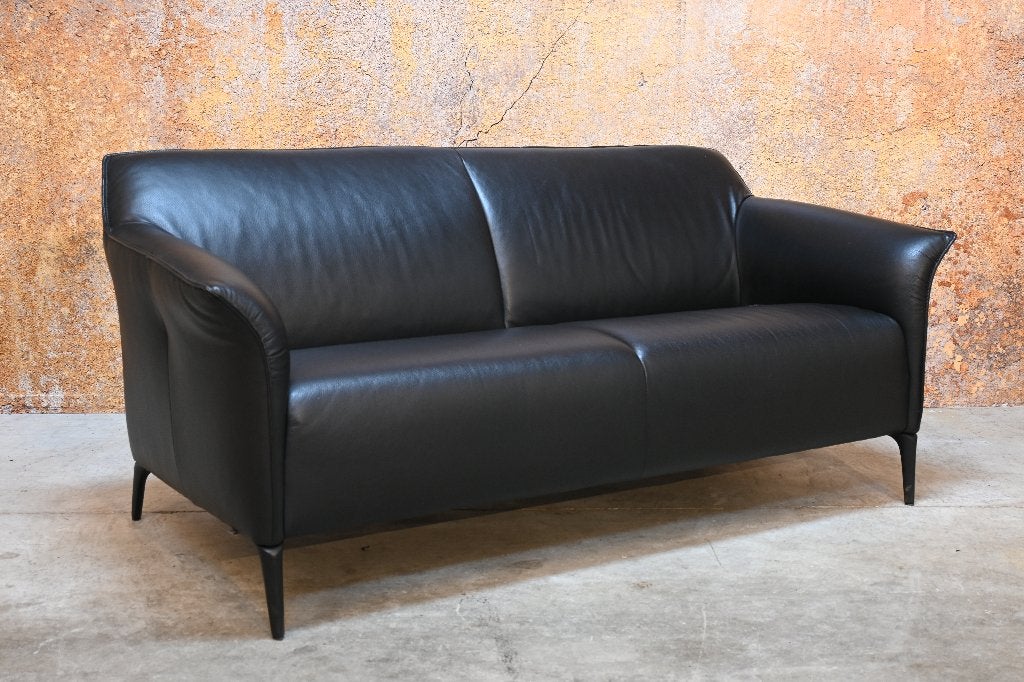 ZGANieuw! fraaie zwarte leren Leolux Mayon design bank, Leolux, Leolux, 75 tot 100 cm, Ophalen of Verzenden