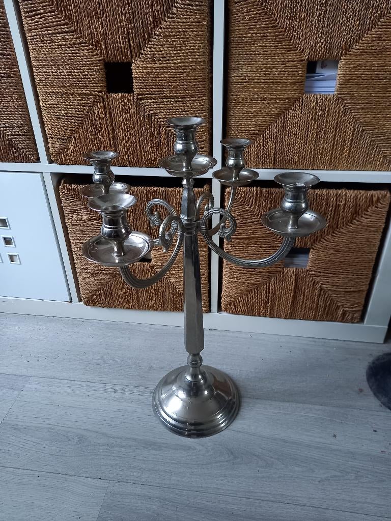 Mooie Grote Zware Kandelaar 5 Arms, Gebruikt, 50 tot 75 cm, Ophalen of Verzenden, Metaal