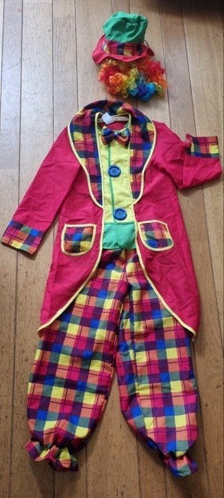 mooi Horror Clown Halloween Kostuum - Maat 152 of voor Carna, Ophalen of Verzenden, Zo goed als nieuw, 146 t/m 152, Jongen of Meisje