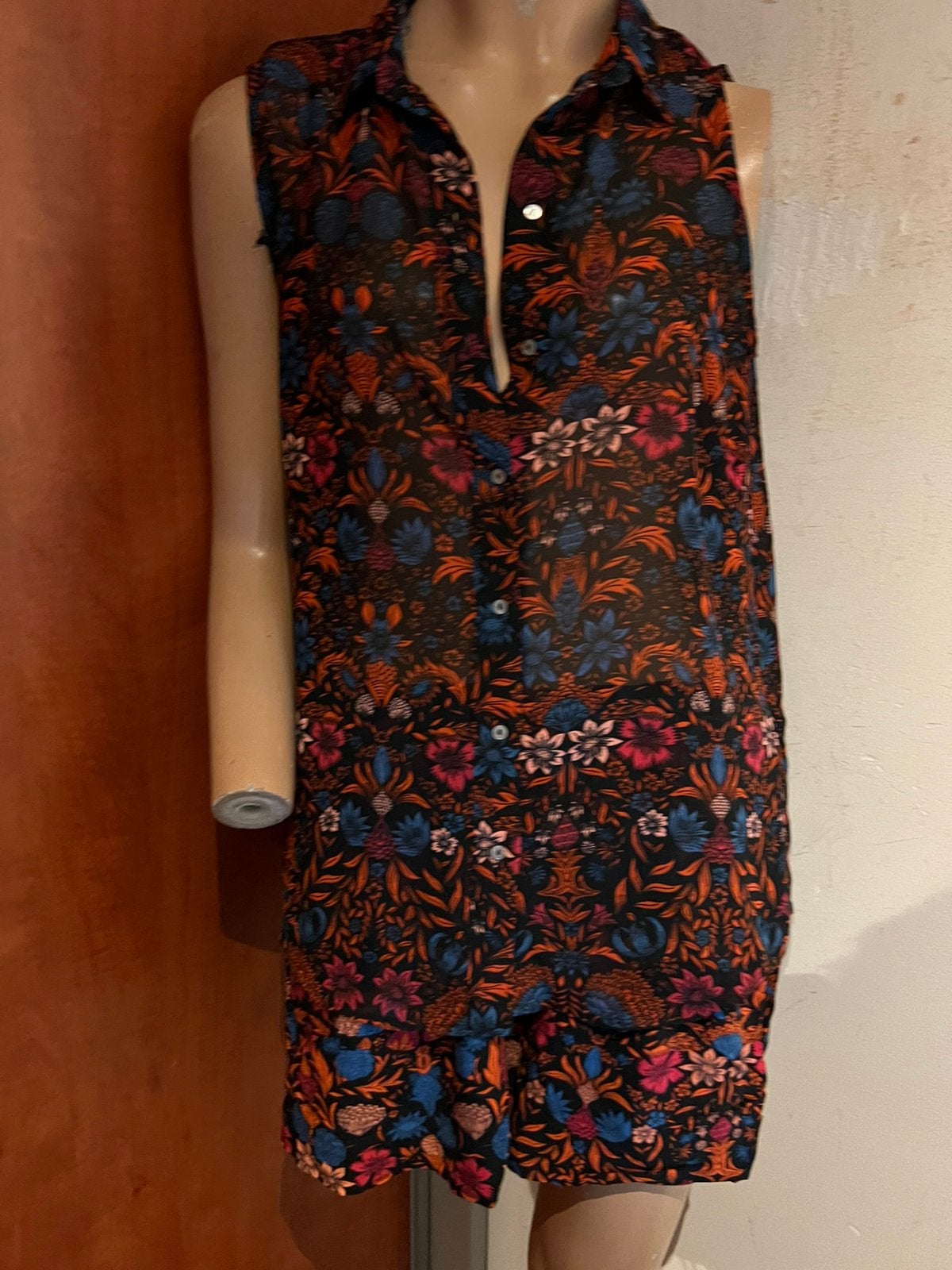 H&M setje broek en blouse 40 zgan, Ophalen of Verzenden, Zo goed als nieuw, Maat 38/40 (M), Rood
