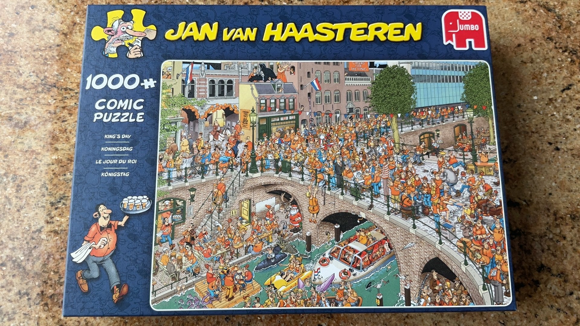Jan van Haasteren, 1000 stukjes, Koningsdag, Hobby en Vrije tijd, Denksport en Puzzels, Ophalen, 500 t/m 1500 stukjes, Zo goed als nieuw