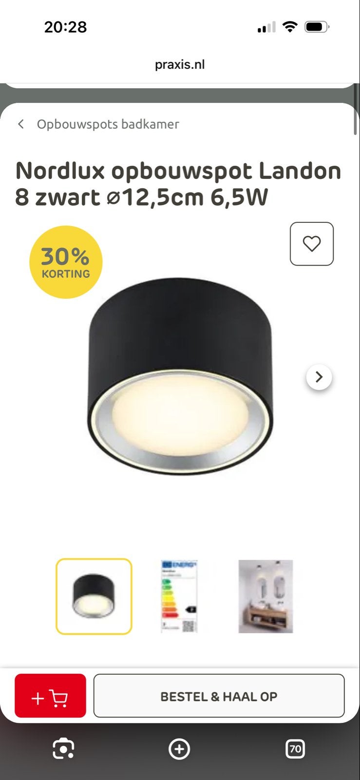 Nordlux Landon 8 Badkamer Opbouwspot Zwart - Nieuw, Ophalen, Overige merken, Zwart, Nieuw