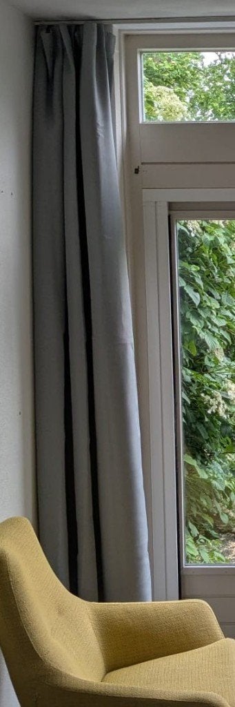 3x gordijnen deels verduisterend (Karwei muisgrijs), Huis en Inrichting, Ophalen, Karwei, In te korten, Gordijn