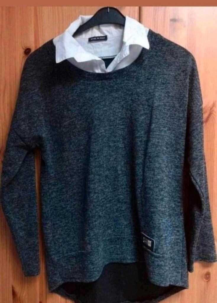 ✅️ ️ Trui met blouse kraagje van LG Moda maat M... i.g.st, Maat 38/40 (M), Zwart, Ophalen of Verzenden, Gedragen