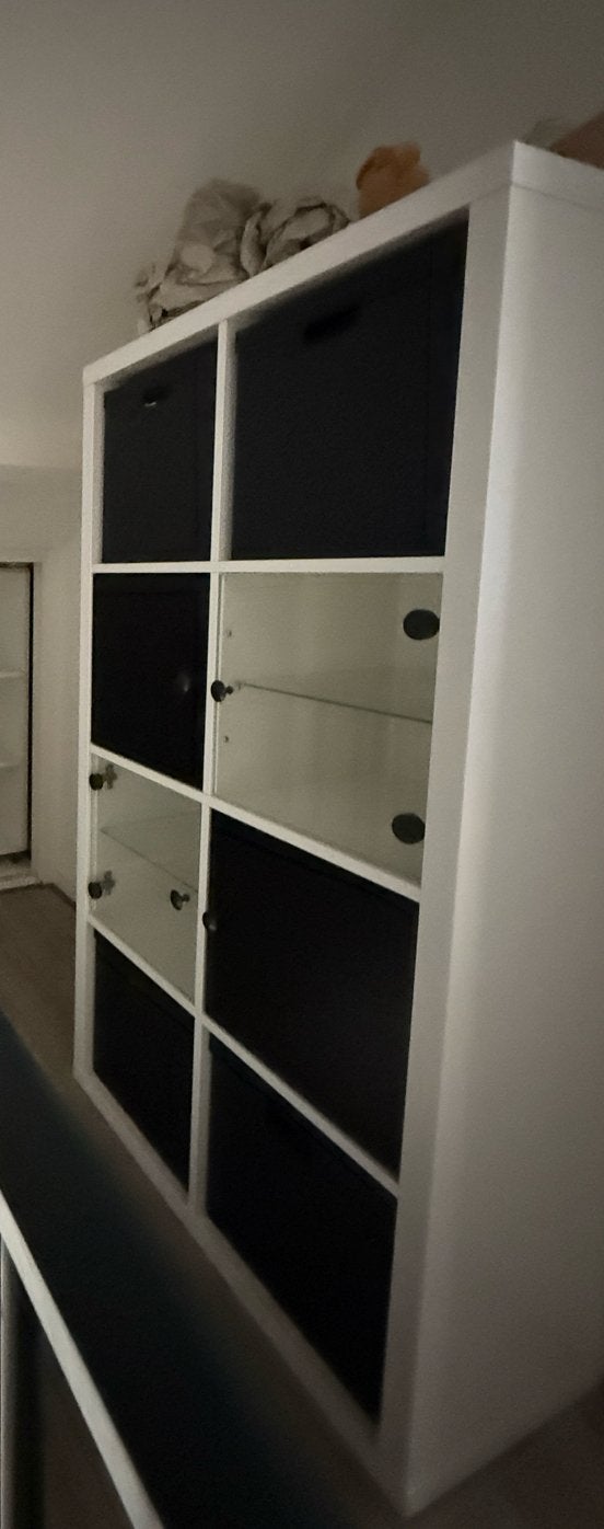 IKEA Kallax Kast met deuren en glazen deuren, Ophalen, Gebruikt, 100 tot 150 cm, 50 tot 100 cm