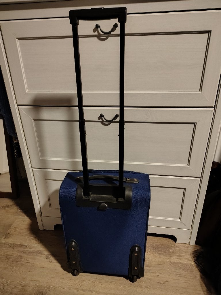 Handbagage koffertje 2 wieltjes. Extra vakken m ritssluiting, Uitschuifbare handgreep, Minder dan 50 cm, Ophalen of Verzenden