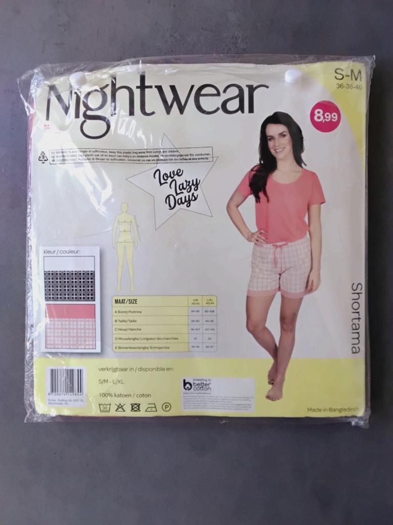 Nieuwe pyjama shortama dames maat S/M, Kleding | Dames, Pyjama's, Nightwear, Ophalen of Verzenden, Nieuw, Maat 36 (S)