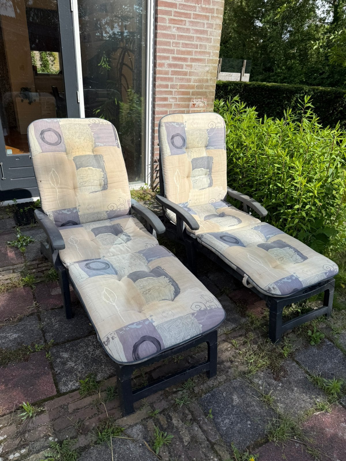 Hartman inklapbare ligstoelen met Cinderellakussens, Tuin en Terras, Ophalen, Zo goed als nieuw, Kunststof