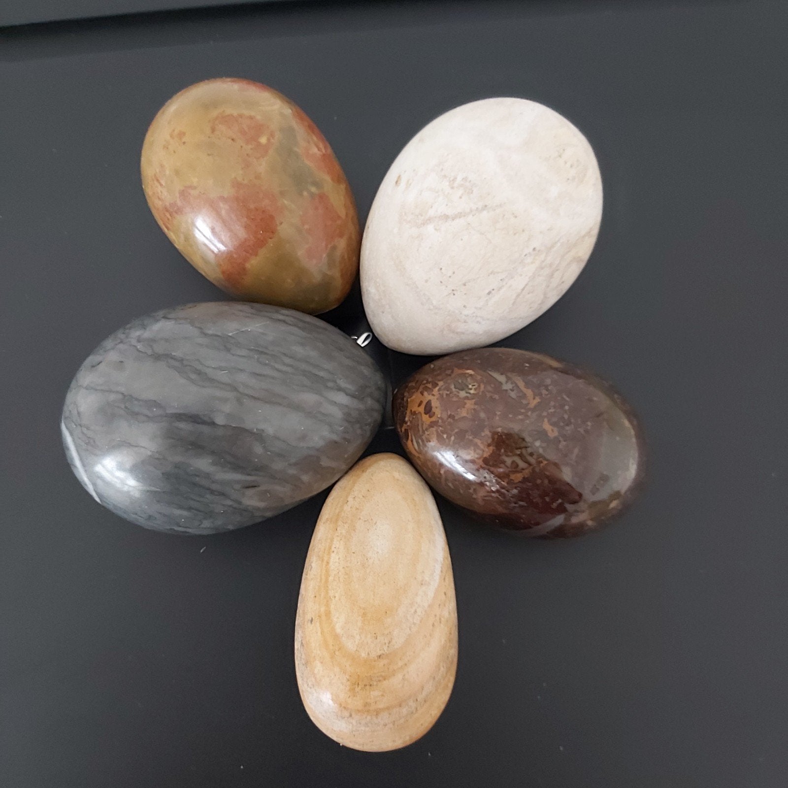 5 Mooie marmeren eieren, Ophalen of Verzenden, Mineraal