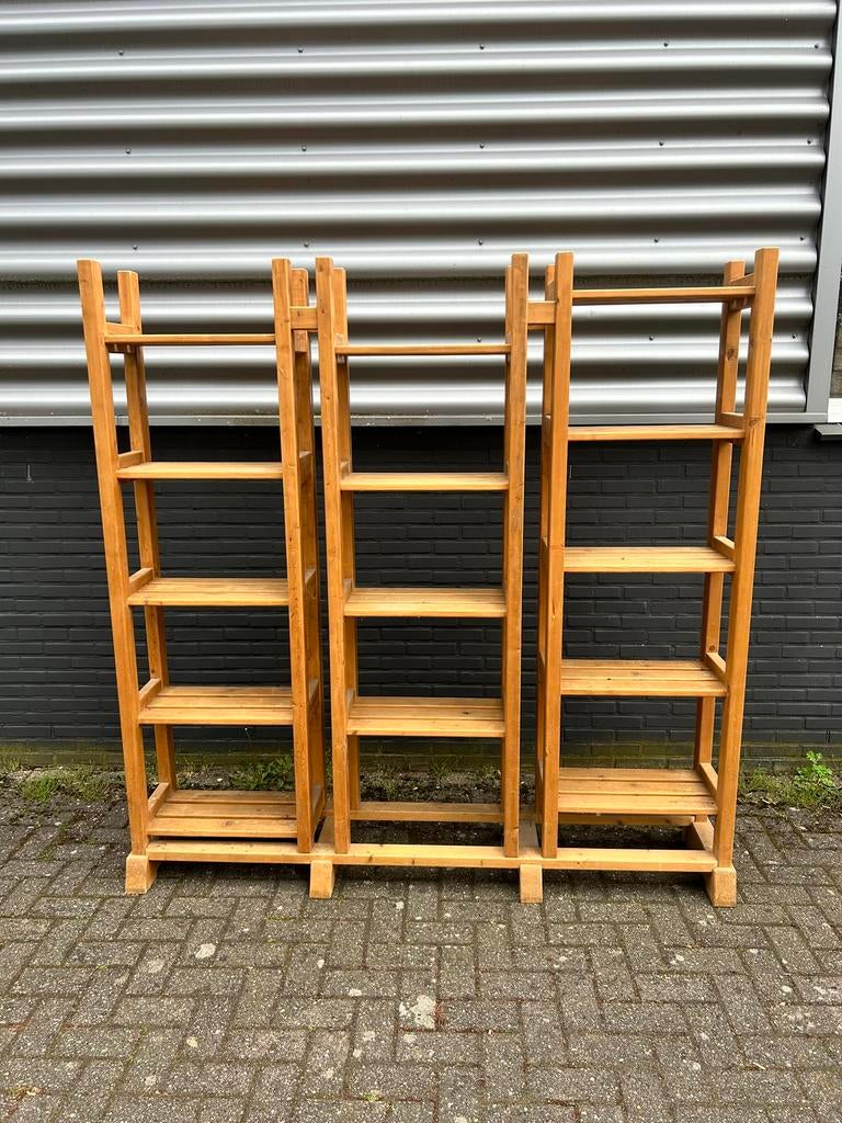 Mooie houten retro boekenkast / roomdivider, Ophalen, 150 tot 200 cm, Zo goed als nieuw, 150 tot 200 cm